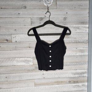Derek Heart women L black ribbed tank/skirt set. Lettuce hem. Y2k